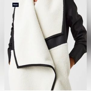 NWT Fleece & Faux Leather Long Wrap Jacket